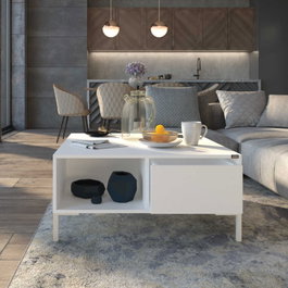 Hanah Home Mesa de Centro Blanco Diamante con Almacenamiento